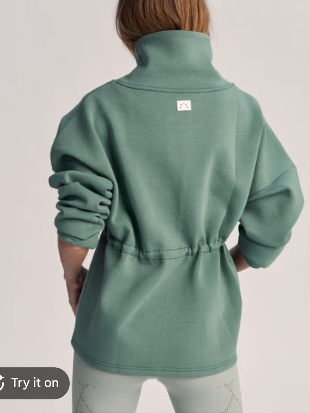 Varley Sage Green High Neck Drawcord Sweatshirt - Picture 2 of 6